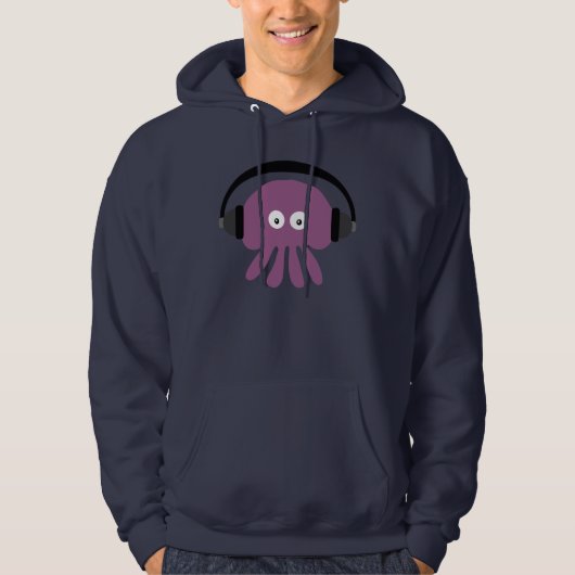 Funky Paars DJ Jellyfish Navy Hoody (Voorkant)