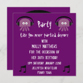 Funky Paars Jellyfish DJ  Partij Kaart (Voorkant / Achterkant)