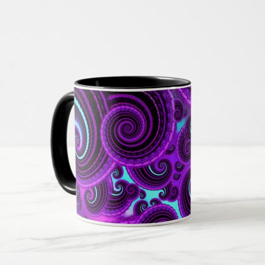 Funky Paars Swirl Fractal Art Pattern Mok (Voorkant links)