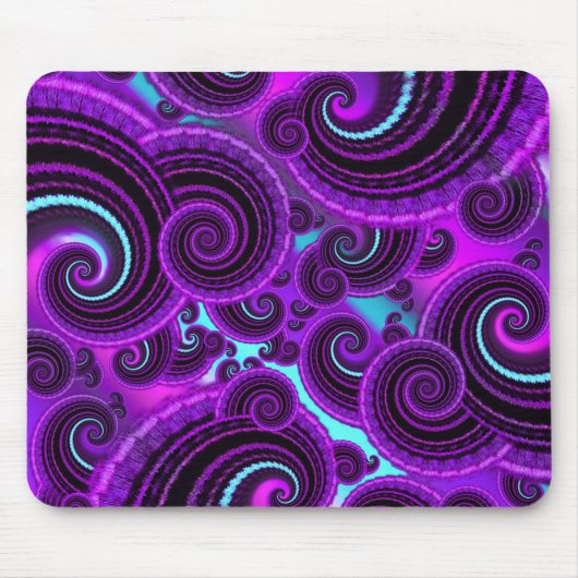 Funky Paars Swirl Fractal Art Pattern Muismat (Voorkant)