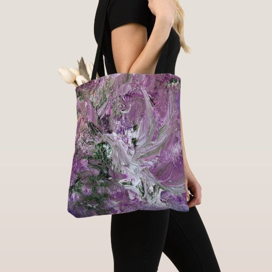 Funky Paarse Abstracte Art Bag Tote Bag (Dichtbij)