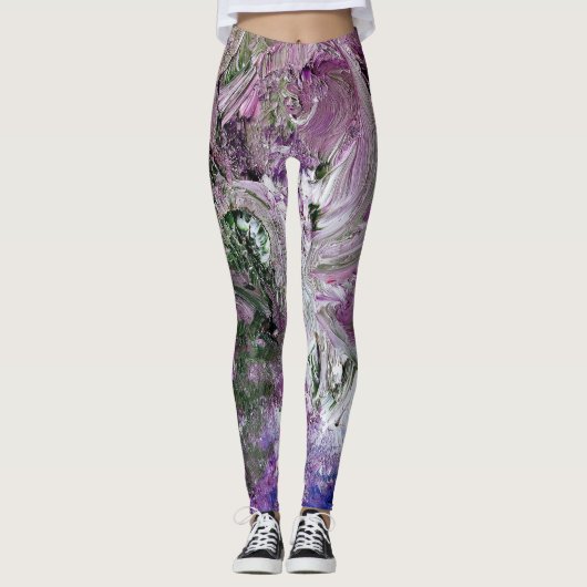Funky Paarse Abstracte Leggings (Voorkant)
