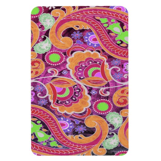 Funky Paarse Abstracte Retro Paisley Pattern Magneet (Verticaal)