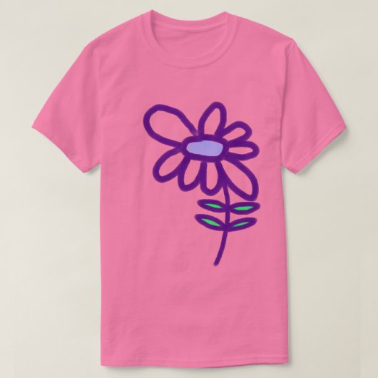 Funky Paarse Bloem T-shirt (Design voorkant)