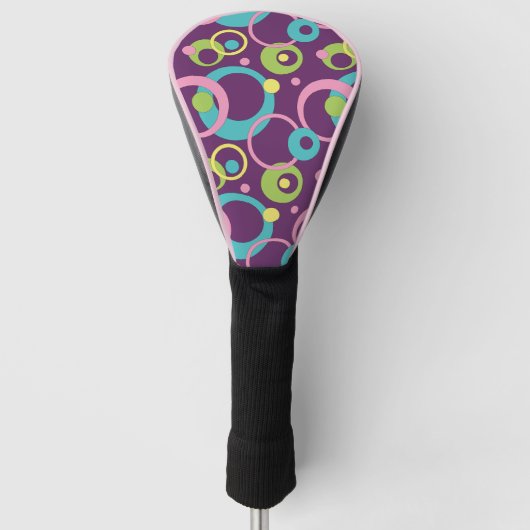 Funky Paarse Circles Driver Hoesje Golfheadcover (Voorkant)
