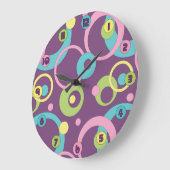 Funky Paarse Circles Grote Klok (Hoek)