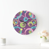 Funky Paarse Circles Grote Klok (Huis)