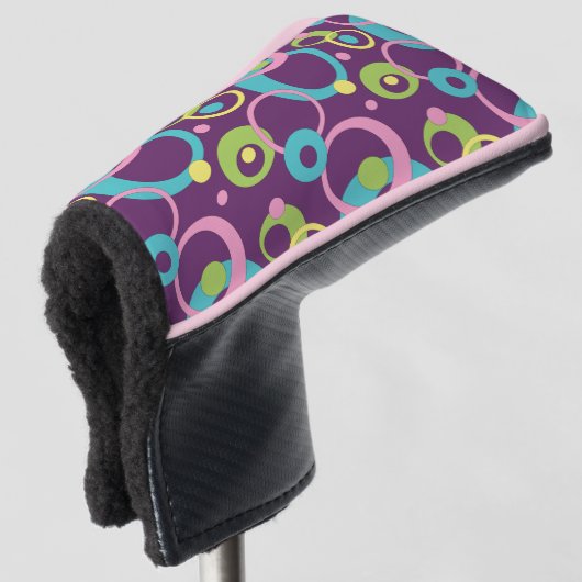 Funky Paarse Circles Putter Hoesje Golfheadcover (3/4 voorkant)