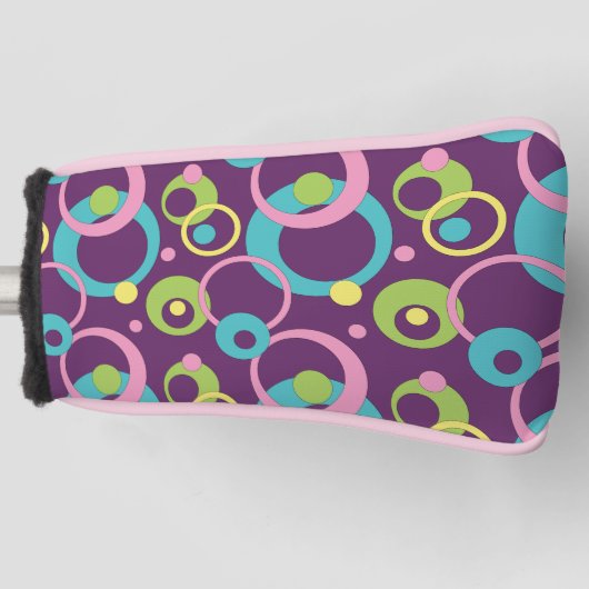 Funky Paarse Circles Putter Hoesje Golfheadcover (Voorkant)