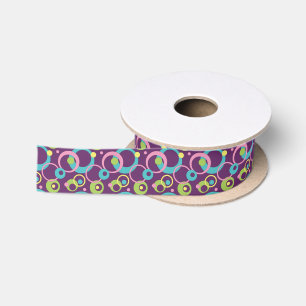 Funky Paarse Circles Ribbon Satijnen Lint