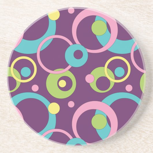 Funky Paarse Circles Sandstone Onderzetter (Voorkant)