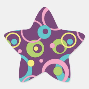 Funky Paarse Circles Ster Sticker