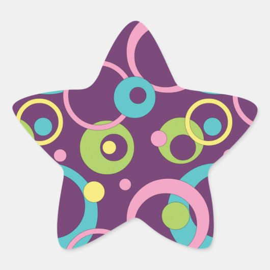 Funky Paarse Circles Ster Sticker (Voorkant)