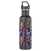 Funky Paarse Circles Water Fles (Achterkant)