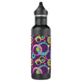 Funky Paarse Circles Water Fles (Rechts)