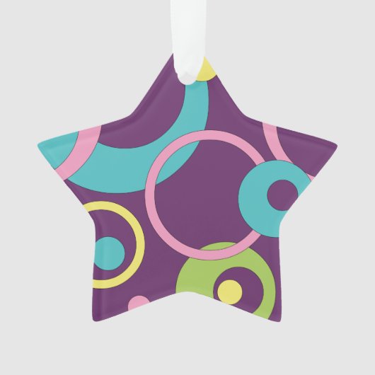 Funky Paarse Cirkels Acryl Ornament (voorkant)