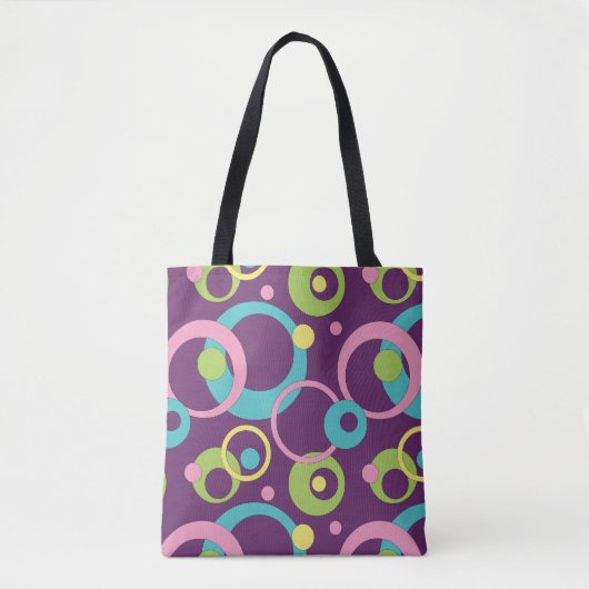 Funky Paarse cirkels all-over-print tas (Voorkant)