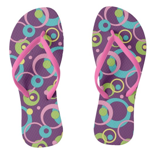 Funky Paarse Cirkels Flip Flops (Voetbed)