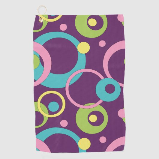 Funky Paarse cirkels golfhanddoek (Voorkant)