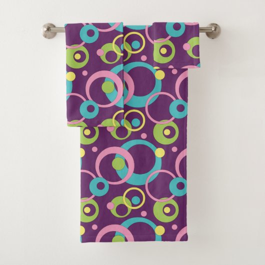 Funky Paarse cirkels handdoek set (Insitu)