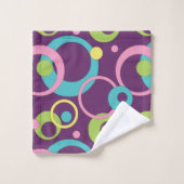 Funky Paarse cirkels handdoek set (Wasdoekje)