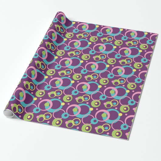 Funky Paarse Cirkels Inpakpapier (Uitgerold)