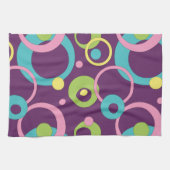 Funky Paarse Cirkels Keukenhanddoek (Horizontaal)