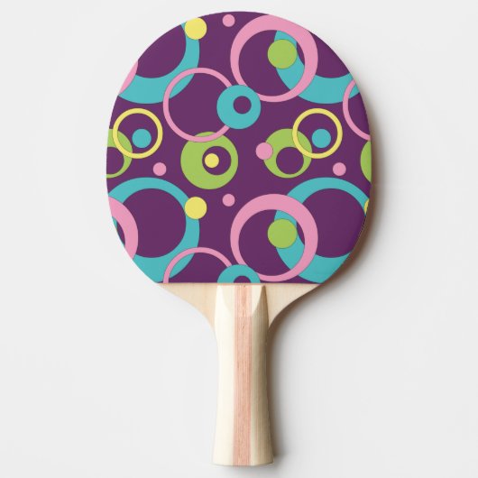 Funky Paarse Cirkels Ping Pong Batje (Voorkant)