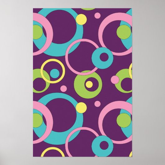 Funky Paarse cirkels Poster (Voorkant)