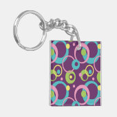 Funky Paarse Cirkels Sleutelhanger (Voorkant Links)