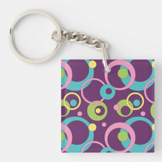 Funky Paarse Cirkels Sleutelhanger (Voorkant)