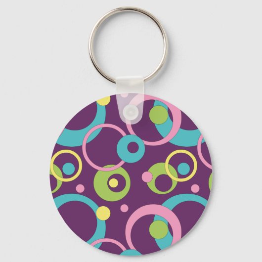 Funky Paarse Cirkels Sleutelhanger (Voorkant)