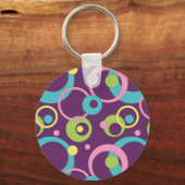 Funky Paarse Cirkels Sleutelhanger (Voorkant)