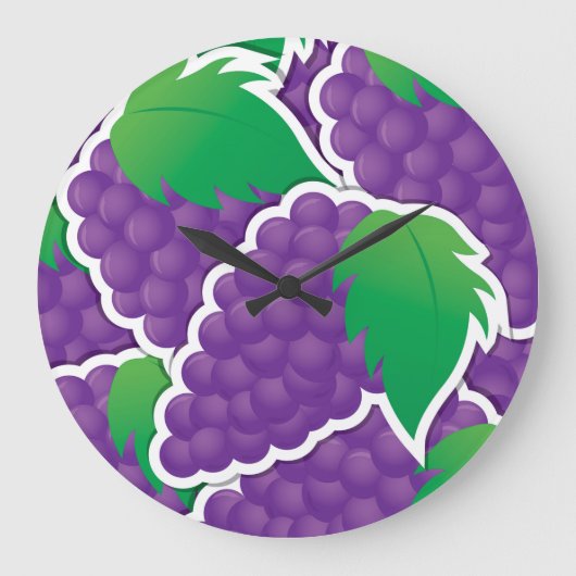 Funky paarse druiven grote klok (Voorkant)