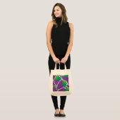 Funky paarse druiven tote bag (Voorkant (model))