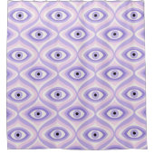 Funky Paarse Eye: Retro Modern Psychedelic Pattern Douchegordijn (Voorkant)