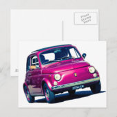 Funky Paarse Fiat 500 Cinquecento in Italië Briefkaart (Voorkant / Achterkant)