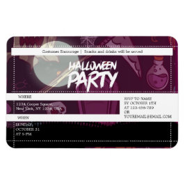 Funky Paarse Halloween Spooky Party Ticket Magneet