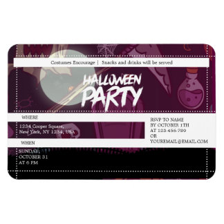 Funky Paarse Halloween Spooky Party Ticket Magneet