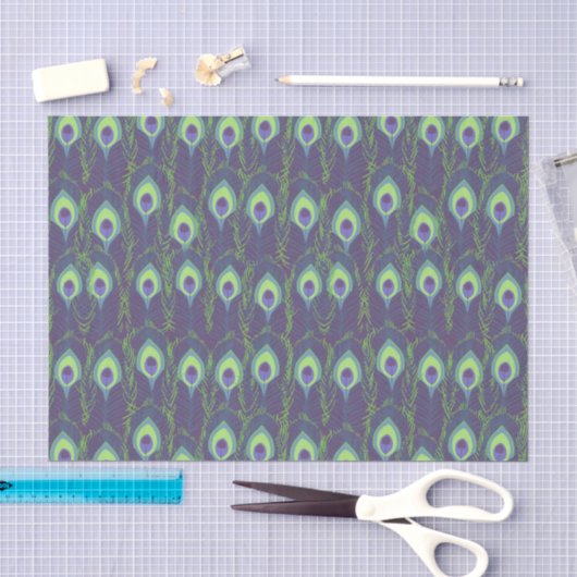 Funky Paarse Limegroene Pauwenveer Decoupage Tissuepapier (Craft)