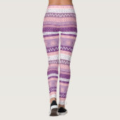 Funky, Paarse met meerdere patronen, roze wit Leggings (Achterkant)