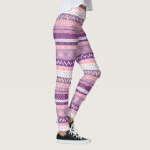 Funky, Paarse met meerdere patronen, roze wit Leggings (Rechts)