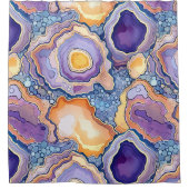 Funky Paarse Mix Abstracte Geode Agaat Patroon Douchegordijn (Voorkant)