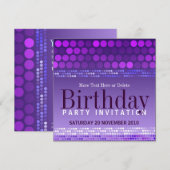Funky Paarse Roze Party Verjaardagsuitnodiging Kaart (Voorkant / Achterkant)