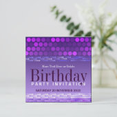 Funky Paarse Roze Party Verjaardagsuitnodiging Kaart (Staand voorkant)