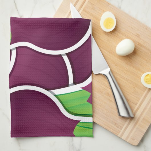 Funky paarse uien theedoek (Quarter Fold)