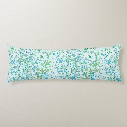 Funky Paint Splatter Blue en Green Lichaamskussen (Voorkant)