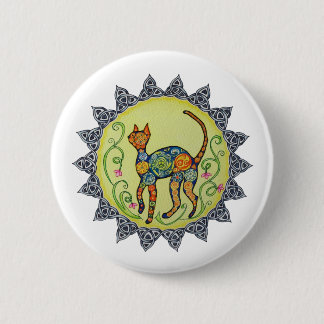 Funky, Paisley, Celtic Cat Mandala Ronde Button 5,7 Cm