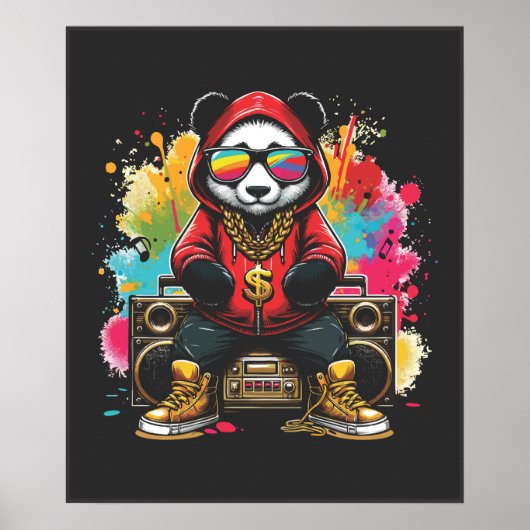 Funky Panda Music Vibes Poster (Voorkant)