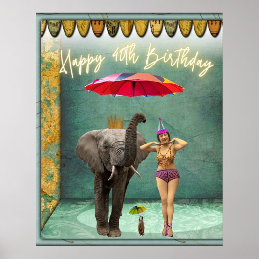 Funky  Party Girl 40th Birthday Poster (Voorkant)